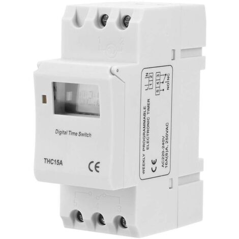 Interruptor temporizador digital programable de riel DIN THC15A, 220-240 V CA, 16 A