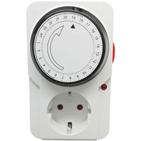 Interruptor temporizador mecánico. Luz indicadora. 3000 W. Enchufe temporizador mecánico, blanco, 16 A