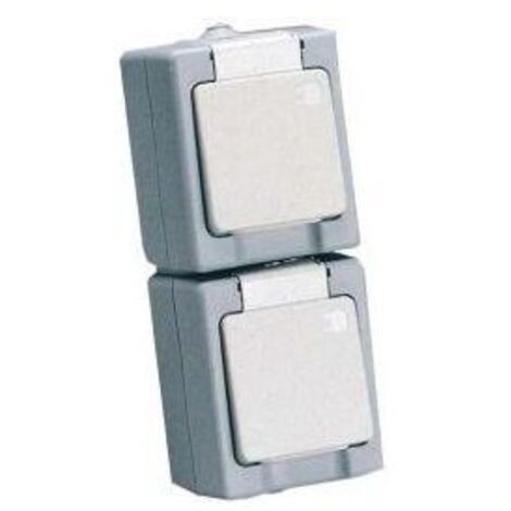Interruptor / toma de corriente 2-fach, perpendicular AP/FR