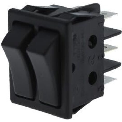 Interruptor unipolar 11.410.C/N doble tecla Tipo 2 conmutadores 16A/250V Faston Electro DH Color Negro 8430552016778