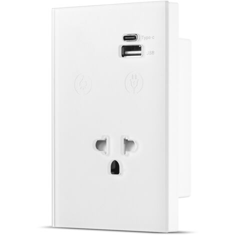 [Interruptor WiFi inteligente unidireccional] + [Panel de control de vidrio templado] + [Interruptor de luz táctil de pared WiFi de 2,4 GHz con salida USB tipo C] + [Se requiere cable neutro, control 