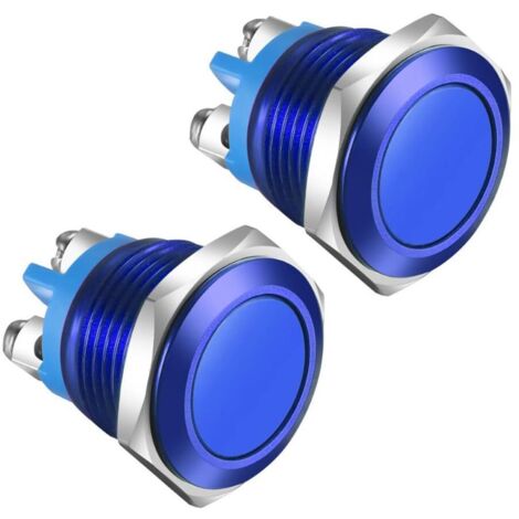 interruptores pulsadores momentáneos de 16 mm IP65, 3 A/12 V, 24 V, 36 V CC, 110 V, 250 V CA, 1 NA, terminales de tornillo SPST, carcasa de aleación de aluminio resistente al agua, color azul