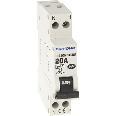 Interruttore 1P+N curva D connessione vite superiore/inferiore 3kA - IP20/IK02 20A