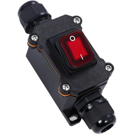 Interruttore a bilanciere DPST impermeabile IP65 con spia rossa, 220 V 30 A, controllo ON/OFF a doppia posizione, interruttore con cavo in linea resistente