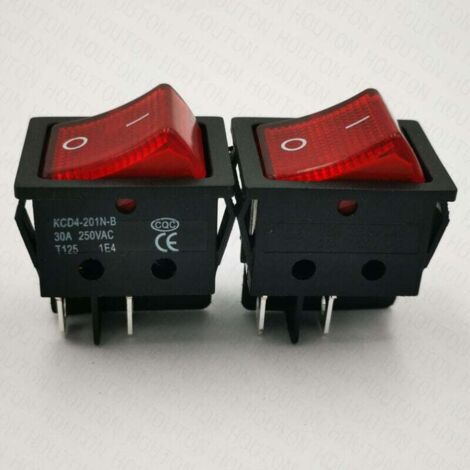Interruttore a bilanciere ON/OFF a 4 terminali, luce rossa