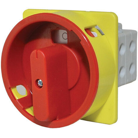 Interruttore a camme da pannello bloccabile con 3 lucchetti (5-8 mm), manopola rossa, 0-I (on - off), 32 A, 3 poli, IP40 T0-Ł