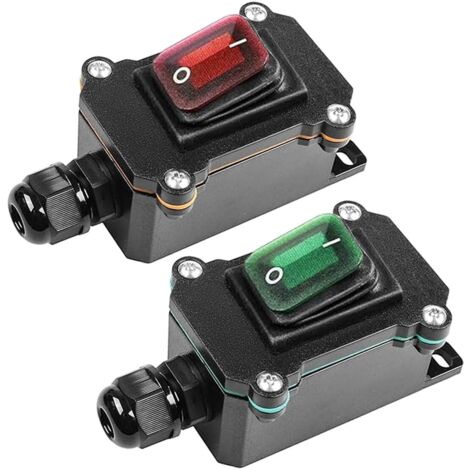 Interruttore a cavo in linea DPST, interruttore on/off impermeabile CC 12V 20A, luce rossa/verde, linea di ingresso e uscita unilaterale, interruttore di avvio/arresto IP68, KCD4 PG9