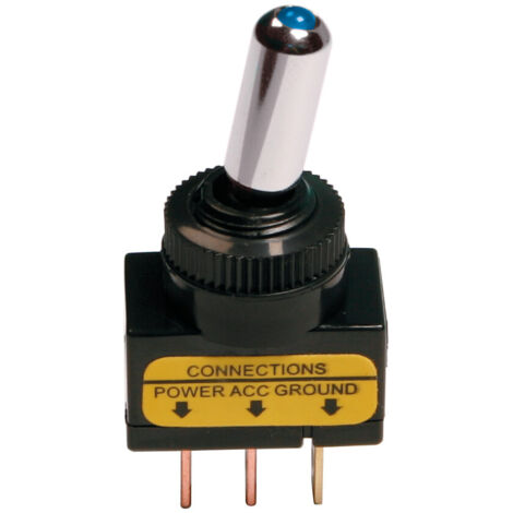 Interruttore a leva tipo Racing, in alluminio con spia a Led -  12/24V - Blu -   20A