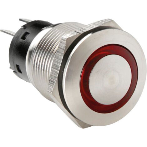 Interruttore a pulsante con spia a Led, 12/24V - Rosso