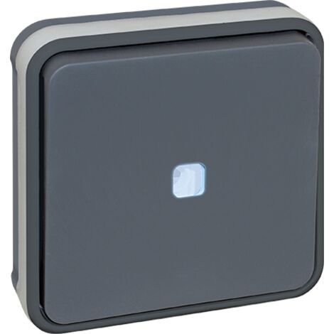 Interruttore a pulsante luminoso incassato IP55 - OXXO Colore Grigio