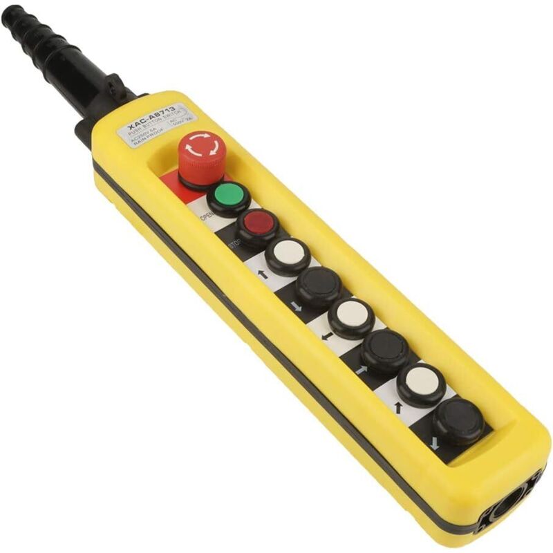 Image of Interruttore a pulsante per paranco a catena con arresto di emergenza, controller per paranco pendente, interruttore di controllo per paranco a