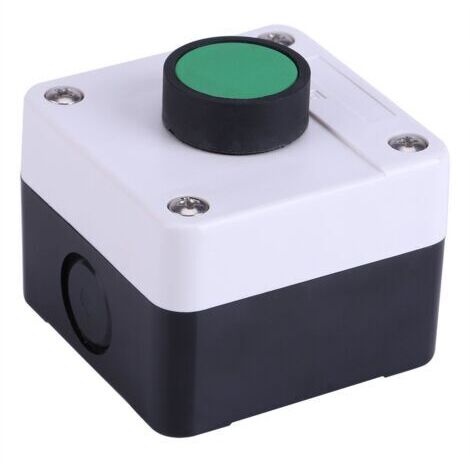 Interruttore a pulsante verde resistente alle intemperie, scatola di controllo a pulsante singolo, per contattore di controllo CA, avviatore elettromagnetico o relè remoto.
