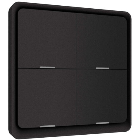 Interruttore a pulsante wireless compatibile con app Tuya/Smart Life e domotica (richiede hub ZigBee), pannello intelligente a batteria, 4 pulsanti, nero