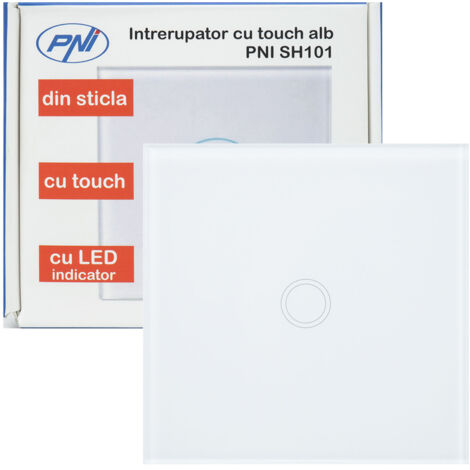 Interruttore a sfioramento Vetro PNI SH101, bianco con indicatore LED