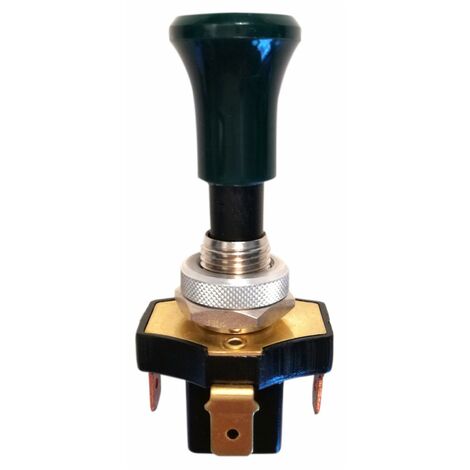 Interruttore a tiretto con ritorno e pomolo verde luminoso 12V 12A