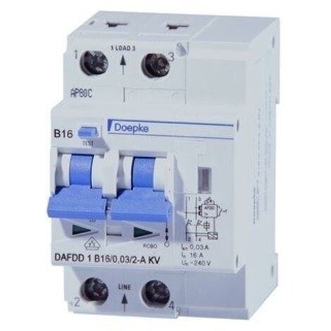 INTERRUTTORE ANTINCENDIO 2P 240 V B16 A 0,03 AA 3TE MITSCHALTENDER DOEPKE 9961302