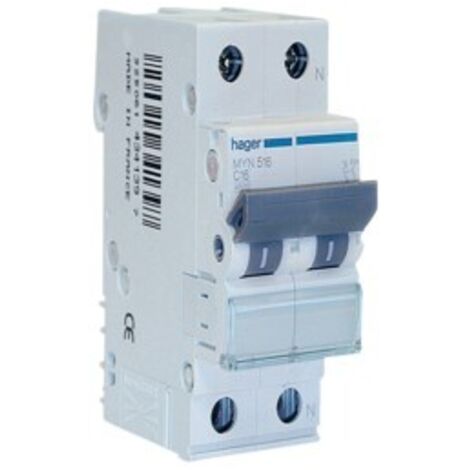 Interruttore automatico 1p+n 4.5ka c-16a 2m hager myn516
