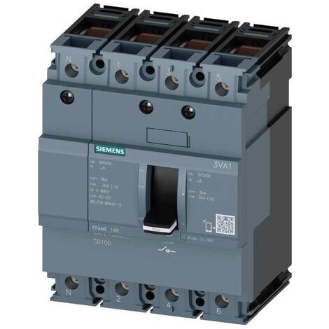Interruttore Automatico 3VA1 IEC Frame 400 classe del potere di interruzione S Icu=36 kA con 415 V a 4 poli