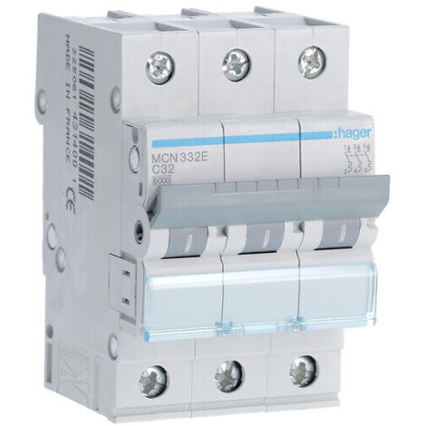 Interruttore automatico, 6kA, caratteristica C, 3 poli, 32A