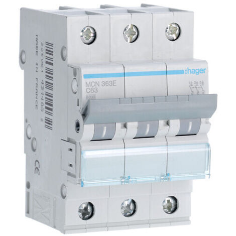 Interruttore automatico, 6kA, caratteristica C, 3 poli, 63A