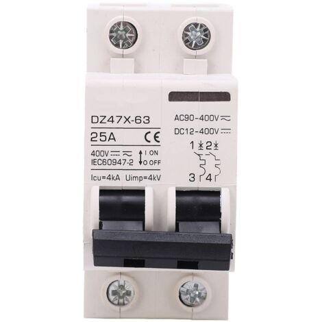 Interruttore automatico AC DC in miniatura 2P 25A 400V Montaggio su guida DIN per sistema solare fotovoltaico DZ47X 63