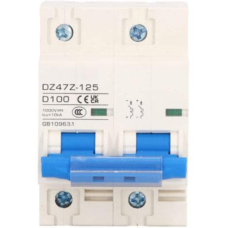 Interruttore automatico DC 2P DZ47Z 125 100A Miniatura su guida DIN per impianto solare fotovoltaico 1000V Blu