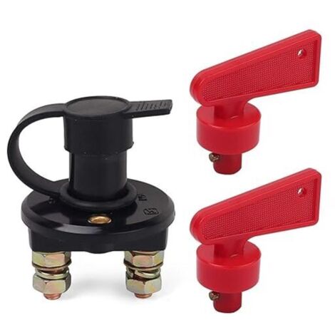 Interruttore automatico della batteria KZQ 12V-24V per moto, auto, campeggio, auto, interruttore della batteria per auto con due chiavi rimovibili, 200A/1000A (nero)