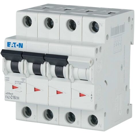 Interruttore automatico di sovracorrente serie 15kA 3+N poli FAZ-C16/3N