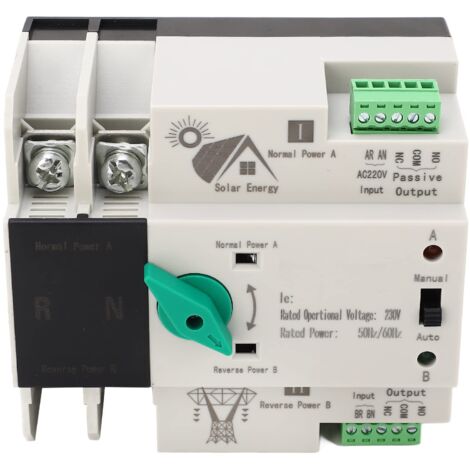 Interruttore automatico di trasferimento di potenza doppio, timer resistente all'invecchiamento Mini 50/60 Hz PV a rete 2P Interruttore automatico Controller Buon isolamento per (80 A)