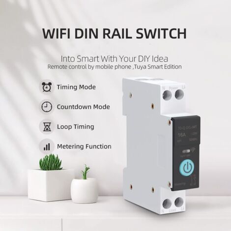 Interruttore automatico intelligente SJLERST per montaggio su guida DIN con Wi-Fi, controllo remoto wireless per cellulare, 3 modalità di sincronizzazione, funzione per elettrodomestici, adatto per us