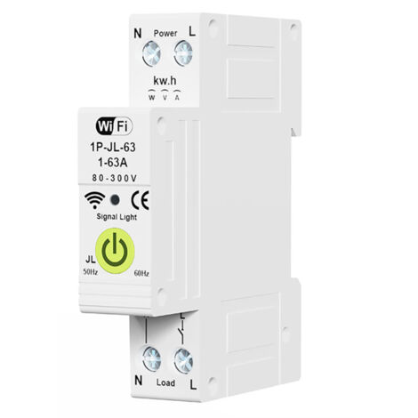 Interruttore automatico intelligente Tuya WiFi, timer accensione/spegnimento, contatore energia, protezione sovratensione/sovraccarico, compatibile Google Assistant