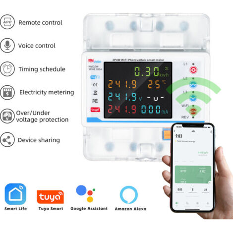 Interruttore automatico intelligente WiFi Eosnow Tuya, con funzione di richiusura automatica, contatore di energia trifase 3P4W, dotato di molteplici protezioni, funzioni di programmazione e misurazio