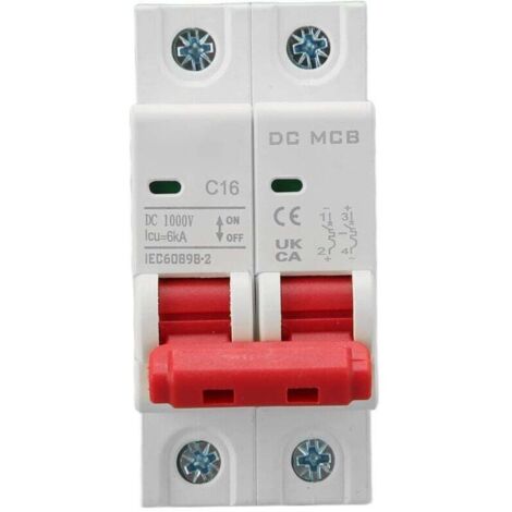 Interruttore automatico KZQ 2P 6000A Capacità di interruzione Protezione da sovraccarico Mini interruttore automatico DC1000V 16A