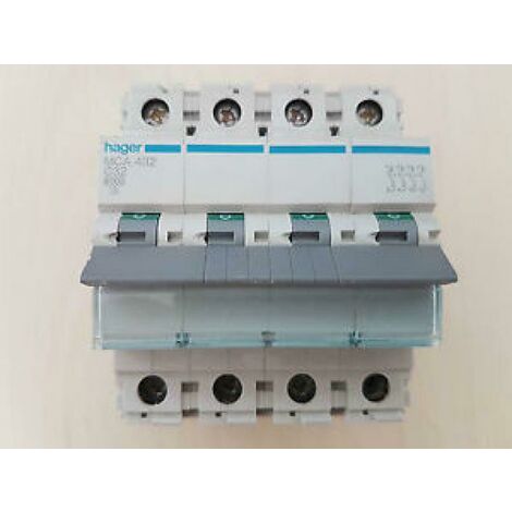 Interruttore automatico magnetotermico 4 poli 32 a 6 ka curva c 4 m. din hager mca432
