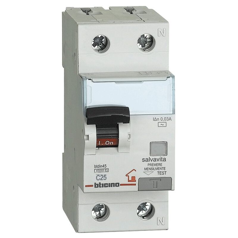 Magnetotermico Differenziale Bticino 1p n 25a 30ma F 4,5ka 2m Gc881...
