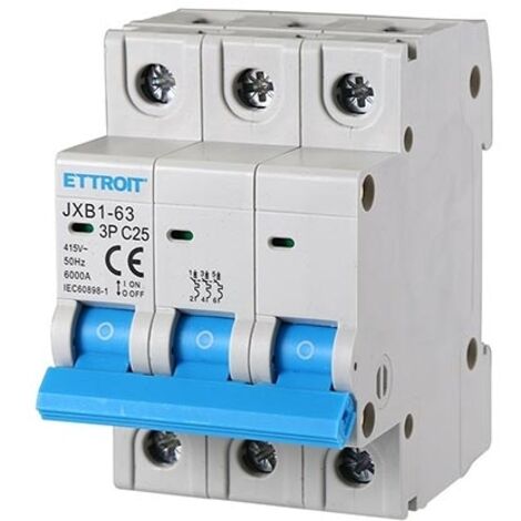 Interruttore automatico magnetotermico modulare 3P 25A 6KA 380V Ettroit