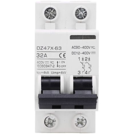Interruttore automatico miniaturizzato 2P Sezionatore per montaggio su guida DIN per sistema solare DC12‑400V AC90‑400V 32A