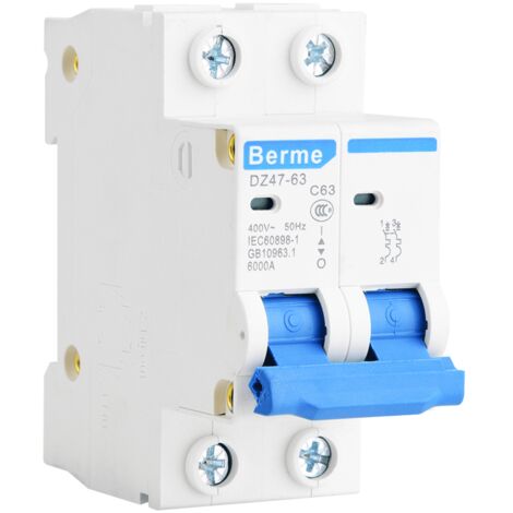 Interruttore automatico miniaturizzato 400 V CA DZ47-63 Interruttore pneumatico di protezione dalle dispersioni CA 2P 63A