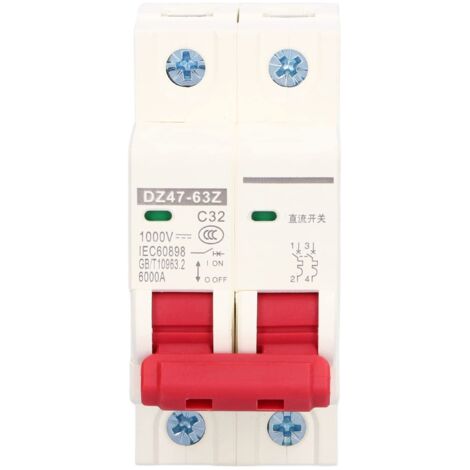 Interruttore automatico miniaturizzato CC 2P Isolatore per sistema solare fotovoltaico Montaggio su guida DIN 1000 V 32 A DZ47‑63Z C32