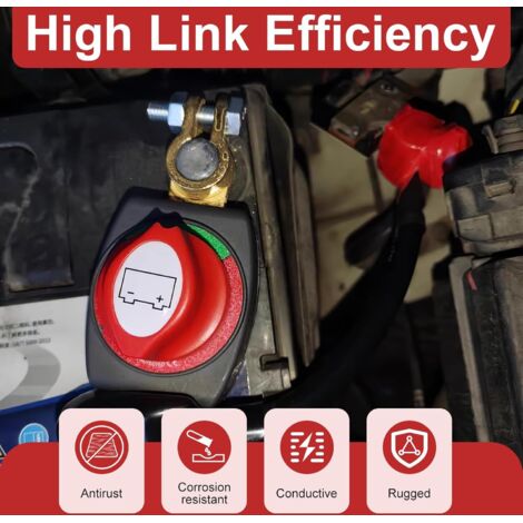 Interruttore automatico per batteria da 12 V, 24 V e 48 V, regolabile a 180°, impermeabile, interruttore automatico per batteria, ottone ad alta conduttività, per auto, barca, camion, moto, camper, mo