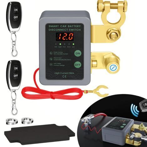 Interruttore automatico remoto per batteria - 12V, previene la scarica della batteria, adatto per auto, camion, ecc. - 1 unità, grigio