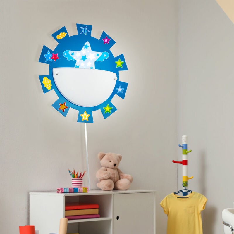 Image of Lampada per camera dei bambini, lampada per sala giochi, lampada da parete, lampada da parete, lampada per bambini, adesivo stella vetro acciaio