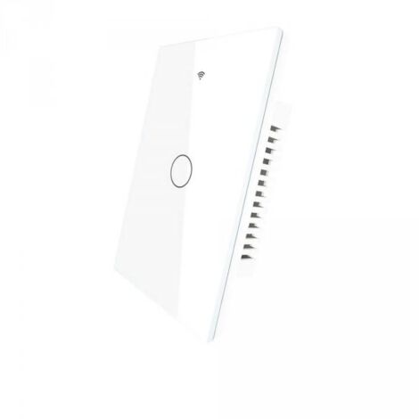 Interruttore Da Parete Touch 1 Tasto, WIFI 2.4G+BLE+RF 433MHz, Bluetooth BLE Mesh TUYA, Smart Life 10A, AC 90-250V, 50/60HZ, 120X72X38mm, IP20, Bianco, SH9551W