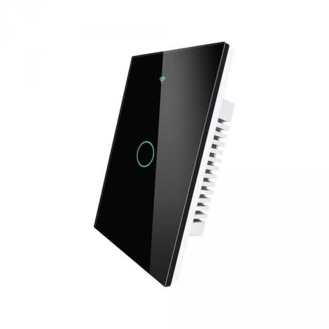 Interruttore Da Parete Touch 1 Tasto, WIFI 2.4G+BLE+RF 433MHz, Bluetooth BLE Mesh TUYA, Smart Life, 10A, AC 90-250V, 50/60HZ, 120X72X38mm, IP20, Nero, SH9551B