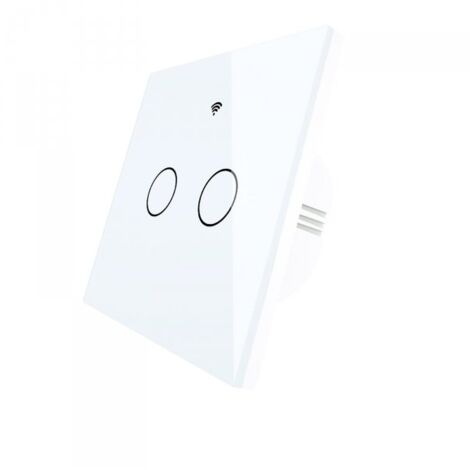 Interruttore Da Parete Touch 2 Tasti, WIFI 2.4G+BLE+RF 433MHz, Bluetooth BLE Mesh, TUYA, Smart Life, 10A, AC 90-250V, 50/60HZ, 86X86X30mm, IP20, Bianco, SH9442W
