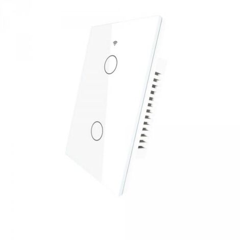 Interruttore Da Parete Touch 2 Tasti, WIFI 2.4G Matter, TUYA, Smart Life,Apple Home, Google Home, Alexa, SmartThings 10A, AC 90-250V, 50/60HZ, 120X72X38mm, IP20, Bianco