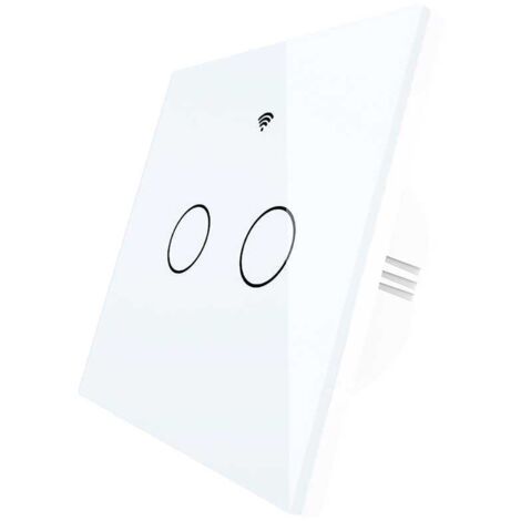 Interruttore Da Parete Touch 2 Tasti, WIFI 2.4G Matter, TUYA, Smart Life,Apple Home, Google Home, Alexa, SmartThings, 10A, AC 90-250V, 50/60HZ, 86X86X30mm, IP20, Bianco