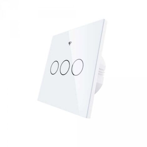 Interruttore Da Parete Touch 3 Tasti, WIFI 2.4G+BLE+RF 433MHz, Bluetooth BLE Mesh TUYA, Smart Life, 10A, AC 90-250V, 50/60HZ, 86X86X30mm, IP20, Bianco, SH9443W