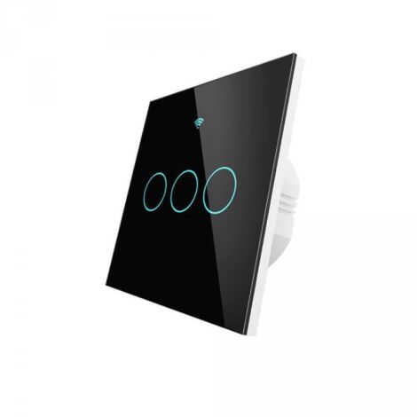 Interruttore Da Parete Touch 3 Tasti, WIFI 2.4G+BLE+RF 433MHz, Bluetooth BLE Mesh TUYA, Smart Life, 10A, AC 90-250V, 50/60HZ, 86X86X30mm, IP20, Nero, SH9443B