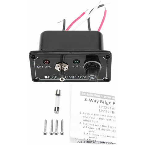 BSR Interruttore della pompa di allarme di sentina per barche marine, interruttore della pompa di sentina dell'indicatore LED 12V DC, pannello manuale/spento/automatico per barche marine